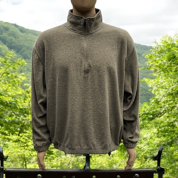 Croft & Barrow Sport Grayish Tan Quarter Zip Drop Shoulder Fleece Pullover - Picture 4 of 16